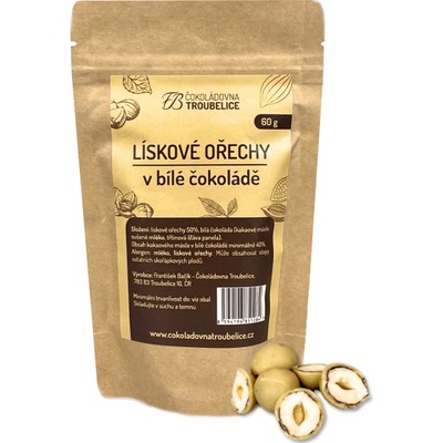 Čokoládovna Troubelice Lískové ořechy v bílé čokoládě 150 g