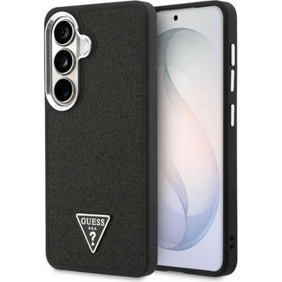 CG Mobile Samsung S26 Plus GUESS FIXED GLITTER TRIANGLE LOGO MAGSAFE силиконов протектор за телефон, пластмасов заден капак, магнитен, ЧЕРЕН (GUHMS26MPFGTSCMK)