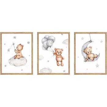 knor Детски картини в комплект от 3 броя 30x40 cm Teddy Bear (ZEST044OBR3X30X40L13,15,038)