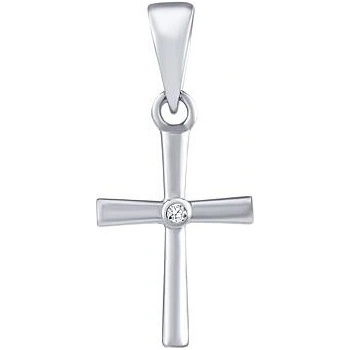 SILVEGO Strieborný prívesok krížik Diniel s čírym Brilliance Zirconia MW1178P