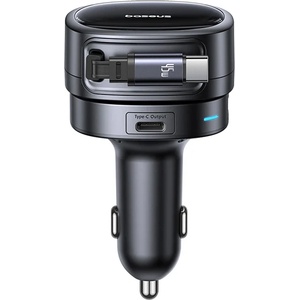 Baseus - Зарядно за кола PrimeTrip VR1 (C00069001121-00) - с прибиращ се кабел, 2 x Type-C, USB, 60W - Черно