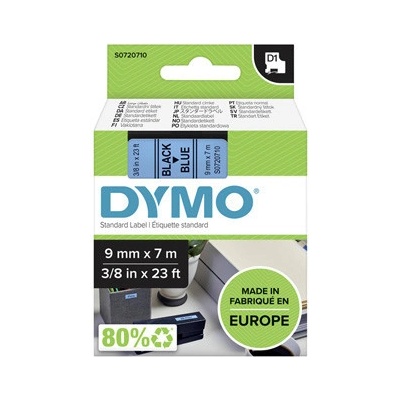 Dymo originál páska do tlačiarne štítkov, Dymo, 40916, S0720710, černý tlač/modrý podklad, 7m, 9mm, D1