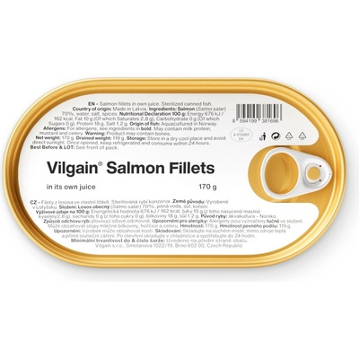 Vilgain Filety z lososa vo vlastnej šťave 170 g