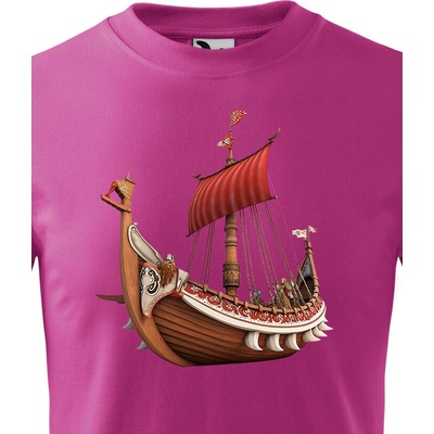 Dětské tričko Vikingská loď Purpurová Canvas Dětské tričko Bezvatriko.cz 1978