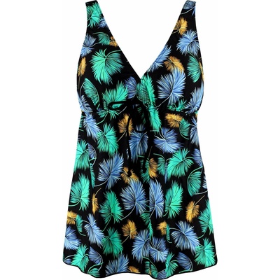 Nice Floral plavkové šaty Tankiny vystužené košíčky S136-14 čierna