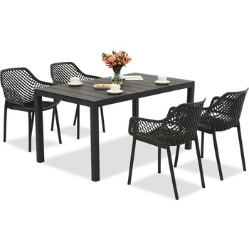 BICA Комплект градински мебели King/Aria антрацит за 4 души Bica (BC440ANT-4xBC315ANT)