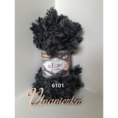 Příze Puffy Fur 6101 čierno zelená