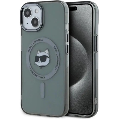 KARL LAGERFELD KLHMP15SHLSCHK iPhone 15 6.1" черен/черен твърд калъф IML Metal Choupette Head MagSafe (3666339284602)