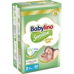 Babylino Бебешки пелени Babylino - Sensitive, Cotton Soft, VP, размер 2, 3-6 kg, 50 броя (826201) - ozone