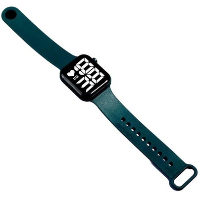 Nubi Детски часовник NUBKI Watch Series 9, LED дисплей, Силиконова каишка, Водоустойчив, Тъмно зелен (AS9-DARK-GREEN)