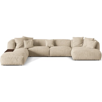 Micadoni Бежов кадифен модулен ъглов диван (ляв ъгъл/U форма) Martina - Micadoni (MIC_UL_120_F1_MARTINA1)