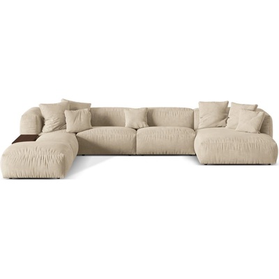 Micadoni Бежов кадифен модулен ъглов диван (ляв ъгъл/U форма) Martina - Micadoni (MIC_UL_120_F1_MARTINA1)