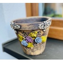Keramika Javorník Květináč malý - růže 15 x 17cm hnědý