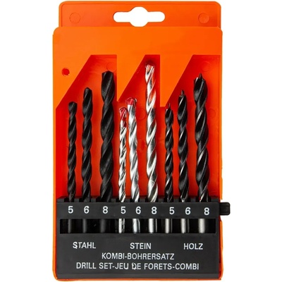 Комплект свредла за бетон, метал, дърво цилиндрична опашка, 9бр// sparta 725055 7 (7250557)