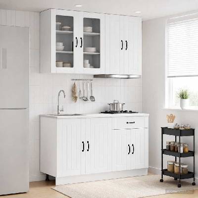 vidaXL Кухненски единица LUCCA 4 pcs Бял гланц Инженерна дървесина (3438319)
