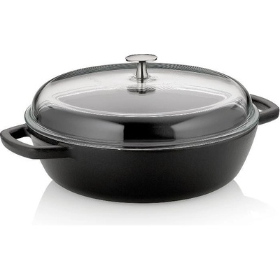 Kela Чугунена плитка тенджера kela calido със стъклен капак - Ø28 см (3.8 л) - цвят черен (kela 12466)