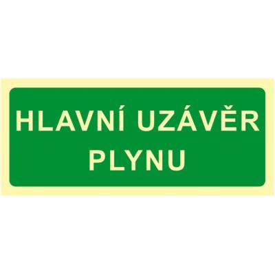 Fotoluminiscenční značka - Hlavní uzávěr plynu, fólie 21 x 9 cm