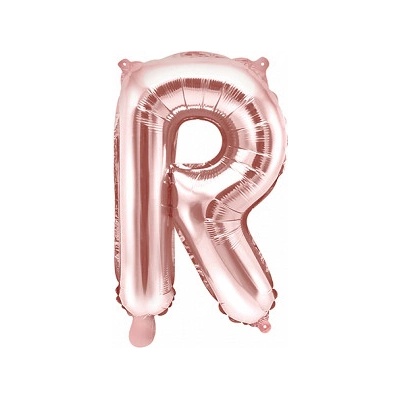 PartyDeco Fóliový balón Mini Písmeno R 35 cm ružovo zlatý