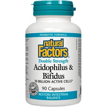 Image 1 of Natural Factors Acidophilus & Bifidus Double Strength | 10 Billion Active Cells [90 капсули]