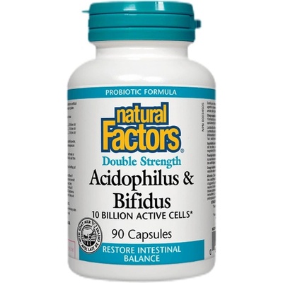 Natural Factors Acidophilus & Bifidus Double Strength | 10 Billion Active Cells [90 капсули]