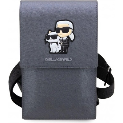 Púzdro Karl Lagerfeld, Metal Logo NFT Wallet strieborné