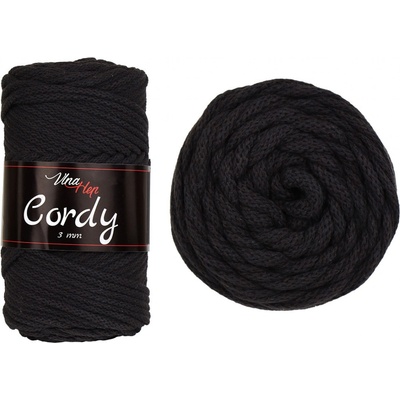 Vlna-hep Cordy 3mm - šňůra bavlna Cordy 3mm: 8229 Temně hnědá do černa
