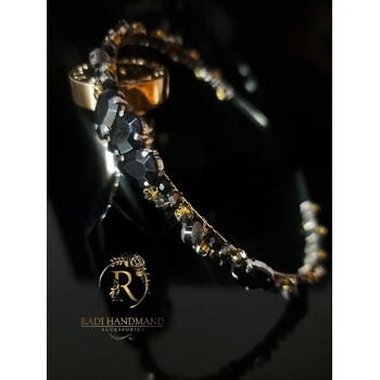 Radi handmade Елегантна диадема с черни камъни, перли и кристали (947)