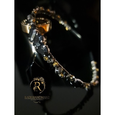 Radi handmade Елегантна диадема с черни камъни, перли и кристали (947)