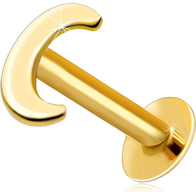 Šperky eshop piercing do rtu a brady ze žlutého zlata plochý lesklý měsíček S2GG206.39
