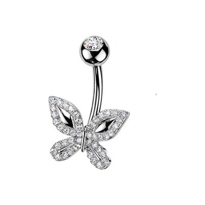 Šperky4U Piercing do pupíku motýlek WP0118