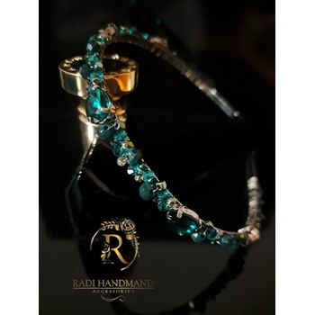 Radi handmade Стилна диадема със зелени камъни и кристали (937)
