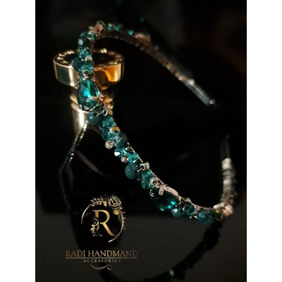 Radi handmade Стилна диадема със зелени камъни и кристали (937)