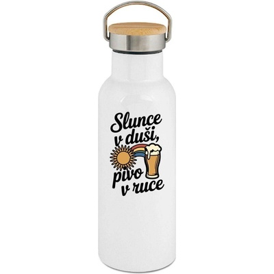 123TRIKO termoska Slunce v duši, pivo v ruce 500 ml vtipné