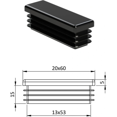 Krytka plastová 20 x 60 mm