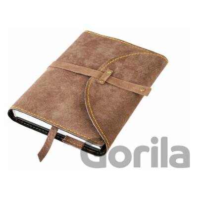 Macoli Hand Made Obal na knihu se sponou s nýty XL Hnědý semiš