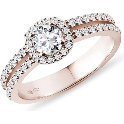 Klenota luxusný diamantový prsteň z ružového 14 kt zlata k0804014