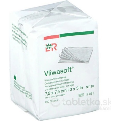 Vliwasoft kompresy nesterilné 4-vrstvové 7,5 x 7,5 cm 100 ks