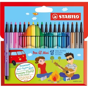 STABILO Комплект флумастери, Stabilo, Pen 68 ST668/18, 18 цвята (ST668/18)