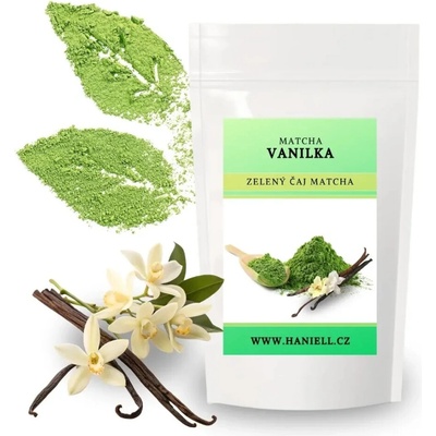 Haniell Zelený čaj Matcha Vanilka jemná harmónia chuti a vône 50 g