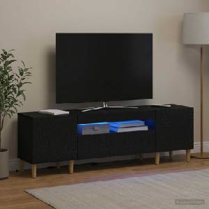 vidaXL LED телевизионен кабинет DELFT 153 x 35 x 43 см Черно (897126)