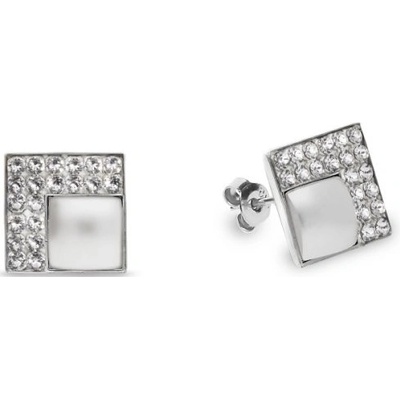 Spark čiré se Swarovski Elements Luster Studs KFM2408CW Krystal+Bílá