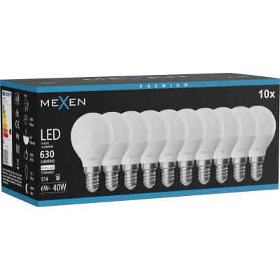 Mexen Nova 10x LED крушка E14, G45, 6W, Неутрална - 4000K, 630 lm - L101-E14-0640-01x10 (L101-E14-0640-01x10)