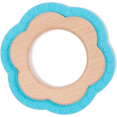 Bo Jungle B Teether Flower Wood Blue modrá