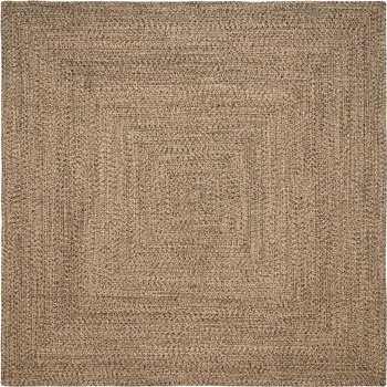 vidaXL Килими за помещение Квадратна Естествено и черно 200 x 200 cm (42010503)