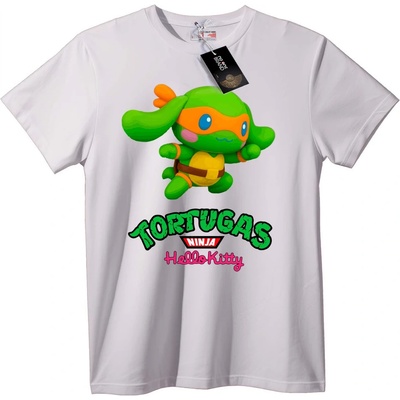 NOONEBRAND Тениска Ninja Turtles и Hello Kitty - 2XL, White