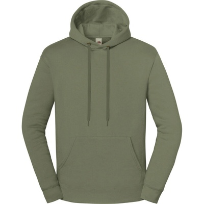 Fruit of the Loom mikina Iconic Premium Hooded Sweat s kapucí classic oli