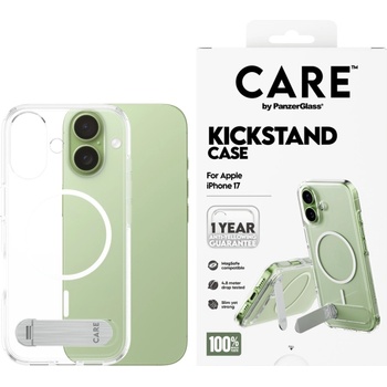 Panzer Гръб Care by PanzerGlass за iPhone 17, Feature Case Transparent w. Kickstand and MagSafe