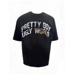 Pretty boy ugly world Детска тениска PRETTY BOY UGLY WORLD The Pretty Boy Ugly World Cotton Short Sleeve Crew Neck T-Shirt Mens - Wash Black