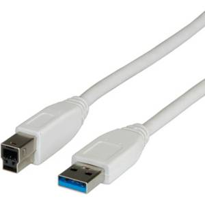 Roline Кабел Roline S3002-50, USB 3.0 A(м) към USB 3.0 B(м), 1.8m, бял (S3002-50)
