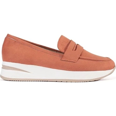 Klasické oranžové dámské mokasíny na platformě